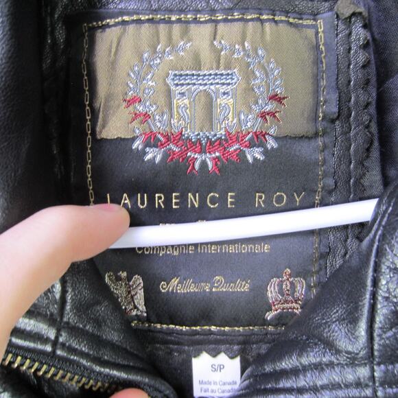 Laurence Roy Leather Jacket Mens Small Black Long Car Coat Snap Zip Pockets - Picture 2 of 9